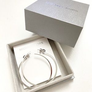 NWT MK silver tone hoop earrings
